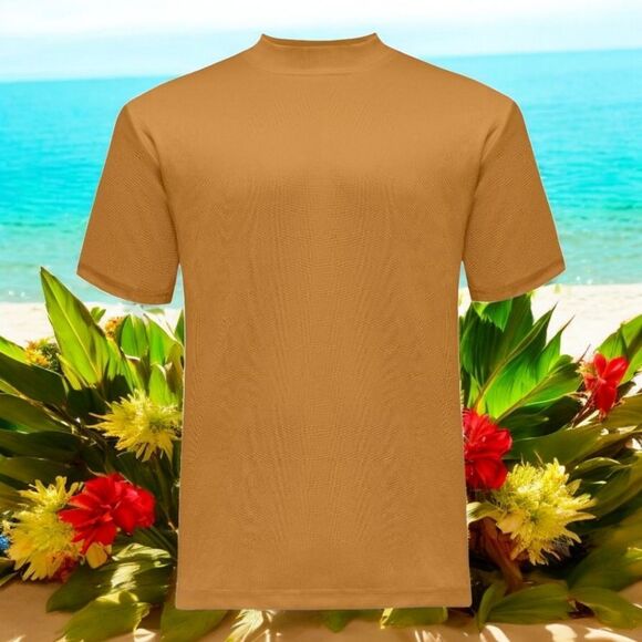 BAGAZIO MEN'S SOLID HONEY CREW NECK TEE WITH RIBBED COLLAR AND SLEEVE. BM1145 - Picture 1 of 3